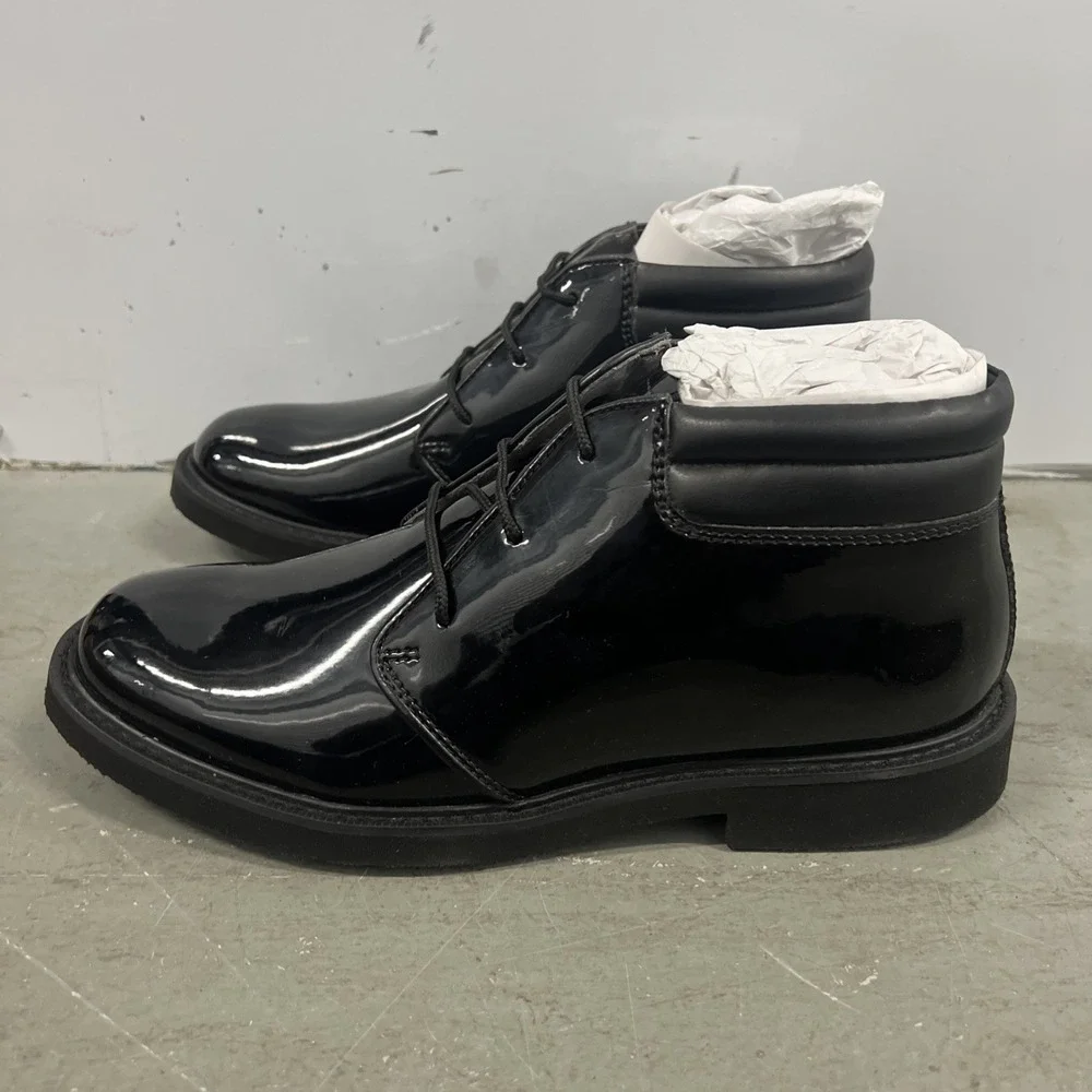 Bates Men's Sentinel‎ Chukka Buckle Black Leather Polishable Dress Shoes 7.5